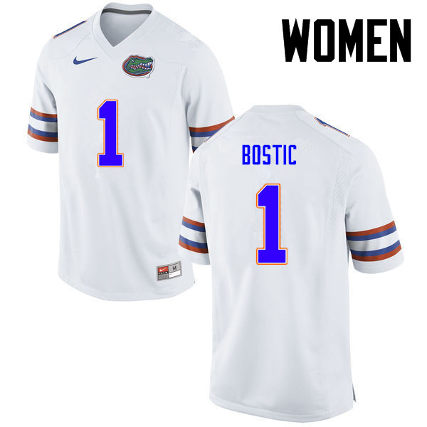 Women Florida Gators #1 Jonathan Bostic College Football Jerseys-White